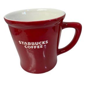 STARBUCKS Coffee Mug Cup 2009 Embossed Red White Bone China 16oz